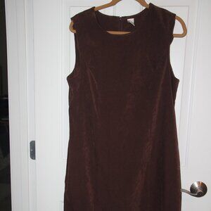 Dress, dark brown, suede like material. Size 16. Good condition.